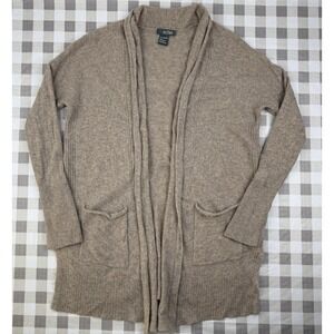 Griffen Cashmere‎ Cardigan S Tan Open Front Long Cozy Luxury